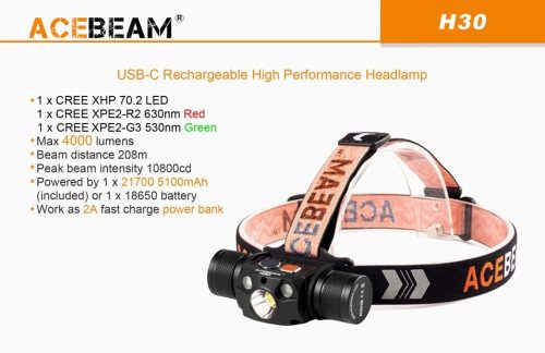Acebeam h30 kleur lampen