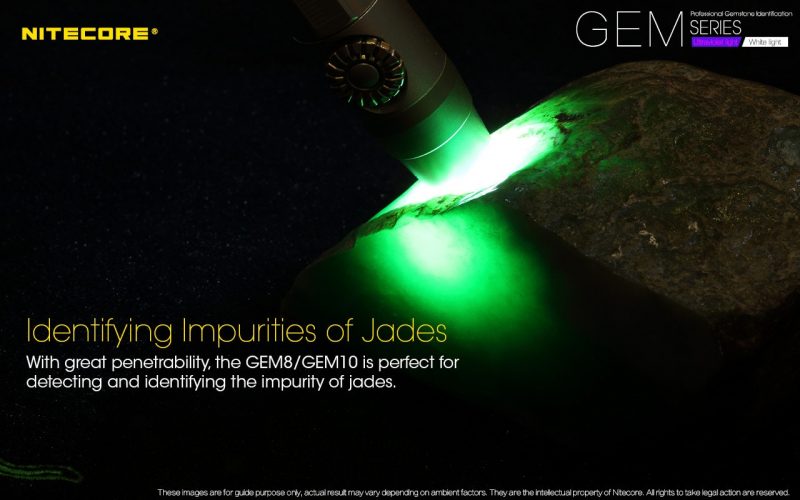 Nitecore GEM10UV UV penlamp kan goed doordringen in materialen zoals robijnen en goud